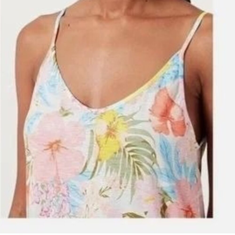 Hurley Swing Crop Tank Floral Sunset District NWT